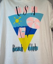 Vintage USA Beach Club Sz XXL Tshirt Beach Single Stitch Center Cut Heav... - £38.76 GBP