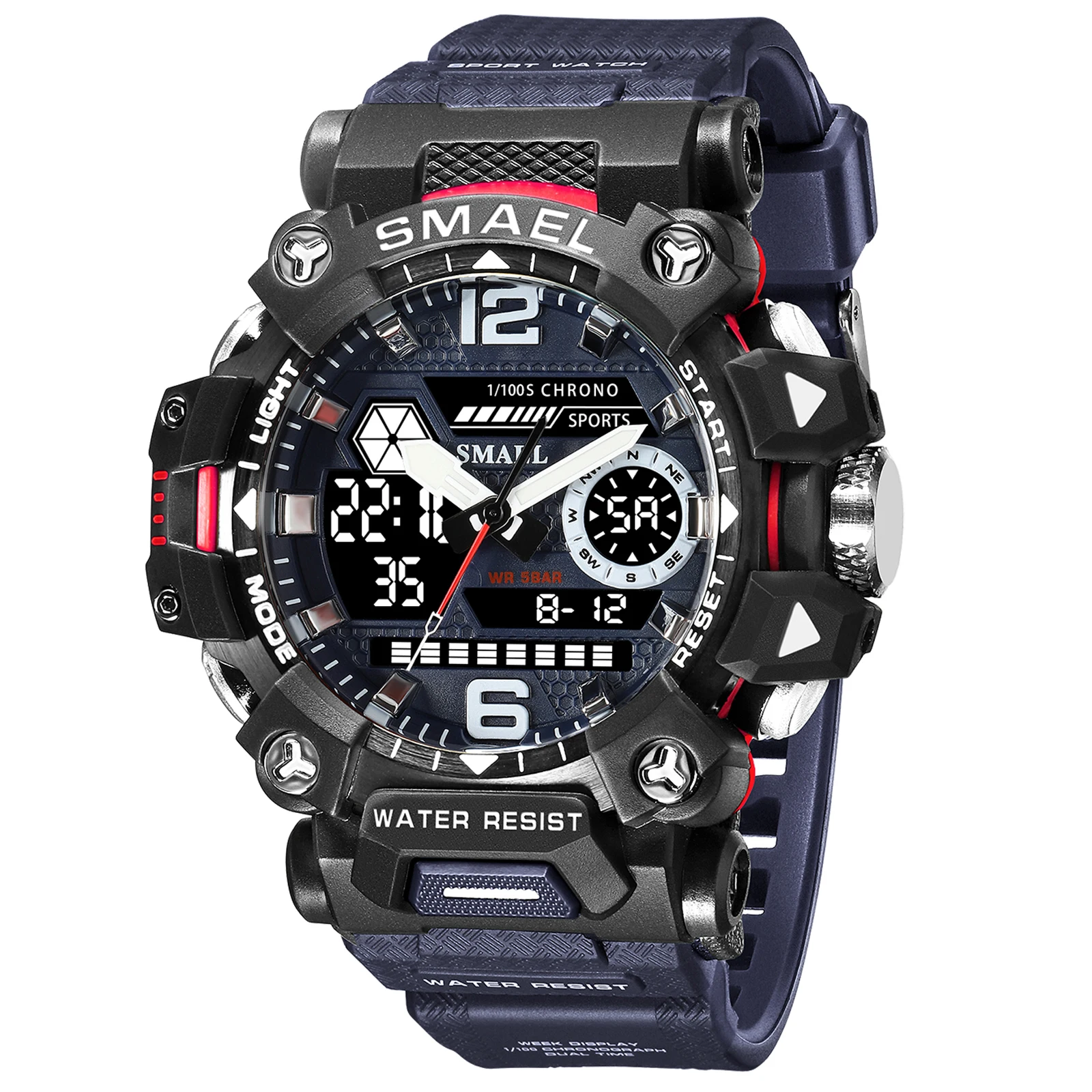 SMAEL Dual Display Men  Waterproof  Watch  Man Alarm Stopwatch Wristwatch Male D - £42.51 GBP