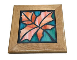 Handmade Maple Leaf Tile Trivet Signed Mosaic Ceramic Birch Field Studio... - $21.04