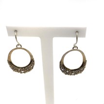 Vtg Sterling Michael Dawkins Thailand Art Deco CZ Accent Hoop Dangle Earrings - £50.61 GBP