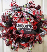 Ladybug Wreath, Summer wreath, gift, home decoration, size 23x23, wall d... - £47.38 GBP