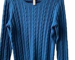 St Johns Bay  Womens Size Large Cableknit Sweater Teal Round Neck Long S... - $13.30