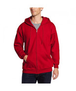  Zip Up Fleece Hoodie   Jacket Cotton Full Zipper Hooded Red - $650.98 MXN
