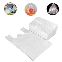 100pcs Plastic T-Shirt Retail Shopping Design Supermarket Bags Handles Packaging - £9.51 GBP