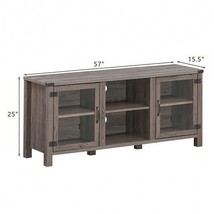 TV Stand Entertainment Center for TVs up to 65 Inch with Storage Cabinets-Gray - - £170.86 GBP
