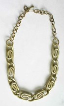 Elegant Light Gold-tone Textured Link Necklace 1960s vintage 17&quot; - $12.30