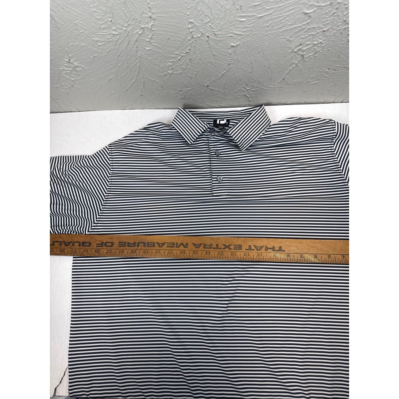 FootJoy Mens Polo Shirt Black White Striped Monochrome Short Sleeve Golf XL Item image 6