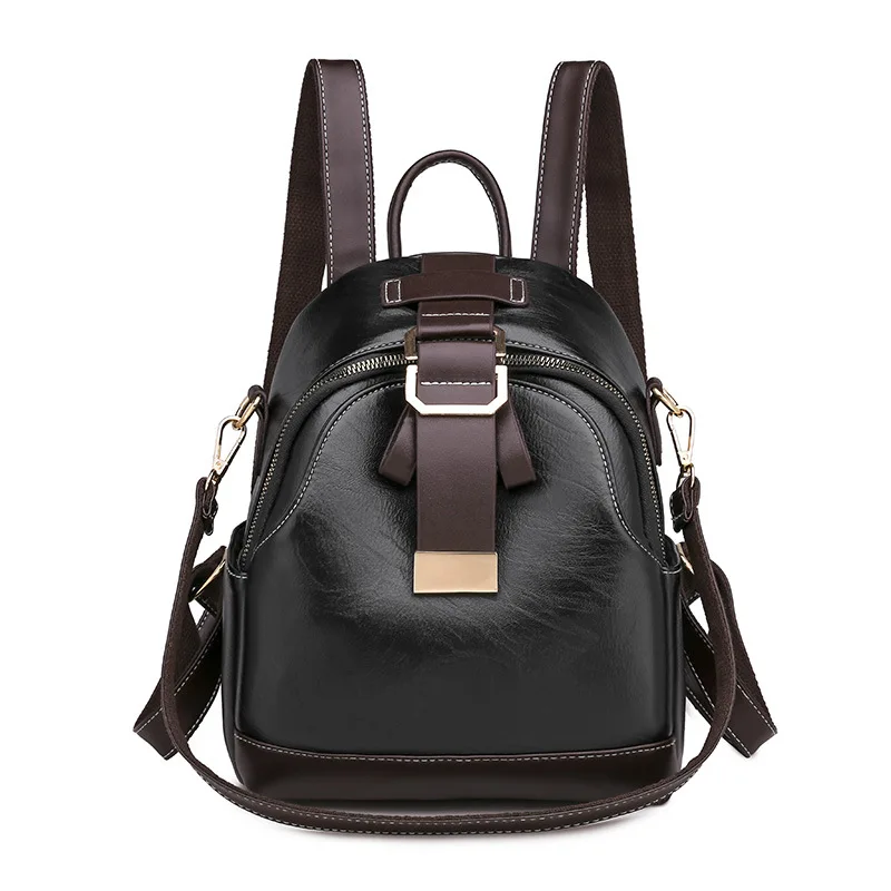 Retro Leather Backpack Female Multi-function Travel Bag Fashion Lady Knapsack Sc - £93.79 GBP