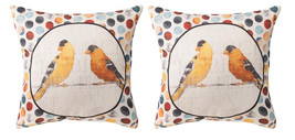 Pair of Usual Suspects Yellow Birds on Wire 18in. Decorative Throw Pillows - £38.96 GBP