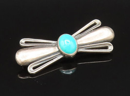 925 Sterling Silver - Vintage Turquoise Butterfly Motif Brooch Pin - BP9638 - £30.82 GBP