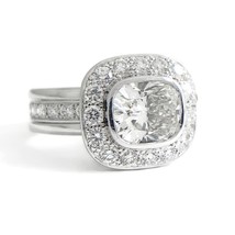 Authenticity Guarantee 
Cushion Diamond Bezel Halo Eternity Engagement R... - £10,575.28 GBP