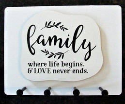 Wall Mounted Keychain Holder Rack with saying -&quot;Family... LOVE never ends &quot;  - £14.90 GBP