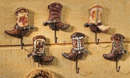 Cowboy Boot Wall Hooks Set of 6 - 7" High Western Country Gift Hanging Metal image 2