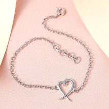 Brand New Heart &amp; X Bracelet, Platinum Over Sterling Silver Bracelet / 7... - $17.99