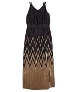 Girls Dress Party Holiday Black Gold Chevron Iz Byer Sleeveless Maxi $78... - £29.63 GBP