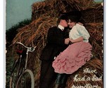 Romance Bicycle has Flat Will Be Home Late Roll In Hay UNP DB Postcard V1 - $4.90