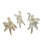 Vintage Art Glass Clear Frosted Satin Glass Elephant Trunk Up Figurines ... - £14.09 GBP