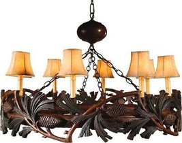 Chandelier Pine Bough Pinecones Hand-Painted 8 Lights OK Casting Rustic - £2,429.24 GBP