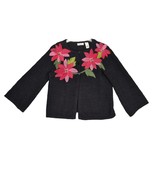 Kim Rogers Women&#39;s S Poinsettia Flower Black Cardigan Sweater Holiday Ch... - $458.51 MXN
