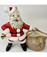 Vintage Atlantic Mold Ceramic Santa Claus With Bell And Toy Bag Planter ... - $49.00