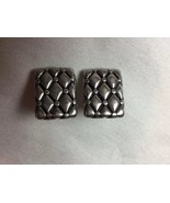 VINTAGE 70&#39;s AIRESS STERLING PUFFY PILLOW QUILT EARRINGS ~ 7/8&quot; - £38.75 GBP