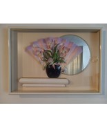 Elegant Framed 3D Wall Art with Flowers, Fan, and Mirror - $4,636.44 MXN