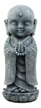 Japanese Namaste Praying Jizo Monk Standing On Lotus Flower Figurine 9.75&quot;H - $38.99