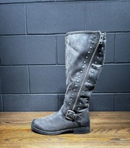 UNR8ED Distressed Black Knee High Boots Zip Buckle Women’s 10 M - £31.35 GBP