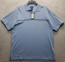 Van Heusen Polo Shirt Mens Large Blue Wrinkle Free Golf Performance Slit... - $21.33