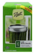 Ball, Wide Mouth Canning Jar Lids with Bands, BPA Free, 12 Count  - £8.65 GBP