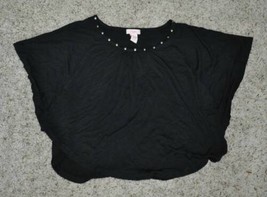 Womens Poncho Top Junior Girls Candies Black Studded Short Sleeve Shirt $38-sz S - £10.05 GBP