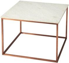 Cocktail Table Modern Contemporary White Bronze Distressed Black Brass Cre - £693.04 GBP