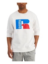 Russell Athletic Men&#39;s Ricardo Logo-Print Fleece Sweatshirt in White-Small - $17.99