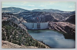 Flaming Gorge Dam In Utah Construction Scene From 1964 Vintage Postcard - £11.42 GBP