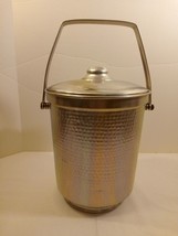 Vintage 1970&#39;s Hammered Aluminum Silver Ice Bucket with Lid Made in Italy MCM - £33.23 GBP