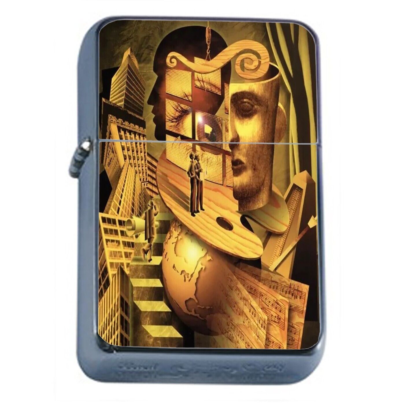 Classic New Millennium Art Illustration Flip Top Oil Lighter Windproof - $14.80