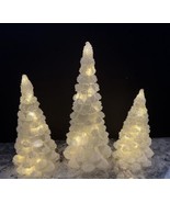 3pc Illuminated Glass Trees with Beaded Boughs by Valerie Parr Hill Fros... - £66.99 GBP