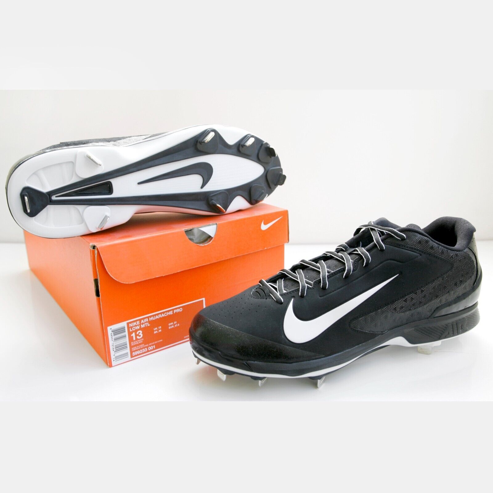 Nike Men's Air Huarache Pro Low MTL Baseball Cleats Black 599233-001 Size 13 - $94.01