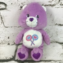 Care Bear Share Bear Plush Purple Teddy Lollipop Belly Retro Stuffed Ani... - £9.18 GBP