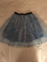Girls Size 10 BJewel Solid Light Blue Skirt Organza Overlay Black Elastic Waist - £11.19 GBP