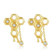 Honeycomb With Hanging Honey Earrings Life With MaK’s Honeycomb Bee Kind Jewelry - £33.63 GBP