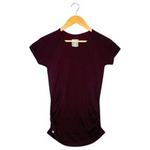 Athleta Top Womens Extra Small Maroon Seamless Ruched Short Sleeve Round... - $19.79