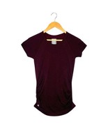 Athleta Top Womens Extra Small Maroon Seamless Ruched Short Sleeve Round... - $19.79