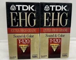2-TDK EHG Extra High Grade T-120 Minutes...Blank VHS Tapes....NEW SEALED! - £10.01 GBP