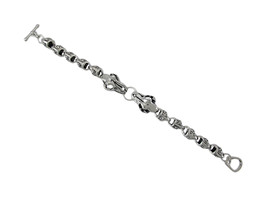 Zeckos Chrome Plated Double Snake Link Toggle Clasp Bracelet - £11.35 GBP