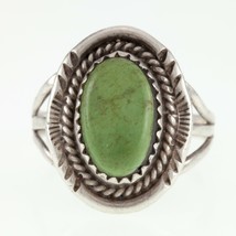 Sterling Silver Turquoise Cabochon Ring Size 7.25 Unsigned - £77.31 GBP
