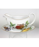 Royal Worcester Evesham Gold 7.5&quot; Gravy Boat &amp; Underplate Gold On Rim Po... - £31.64 GBP