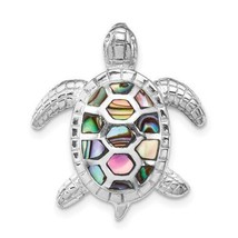 Sterling Silver Rhodium-plated Abalone Textured Turtle Slide - £71.88 GBP
