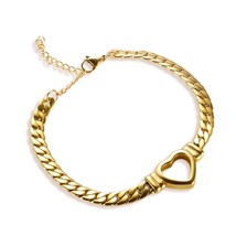 ZMFashion Gold-Plated Waterproof Stainless Steel Jewelry Set Love Heart Shape Ch - £25.77 GBP