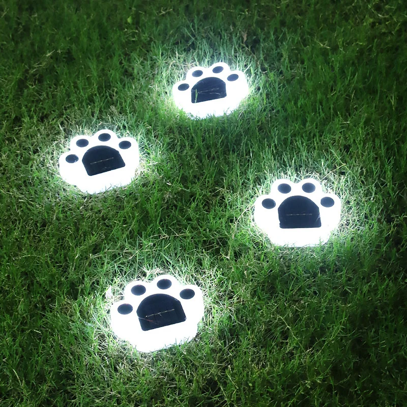 Solar Lawn  Paw Lights Outdoor Waterproof Inserted LED Buried  scape Lights Cute - £138.09 GBP